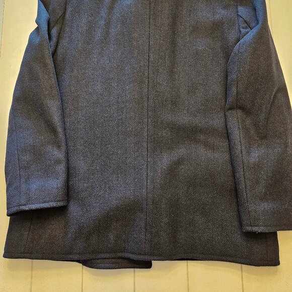 J. Crew Men's Navy Herringbone Double Breasted Wool Blend Pea Coat XLarge - Picture 9 of 11
